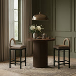 Belinda Oak Veneer And Solid Wood Counter Height Table in Brown