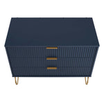 Dumbo 35" Fluted Dresser (3-Drawer) in Midnight Blue