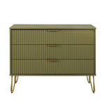 Dumbo 35" Fluted Dresser (3-Drawer) in Olive Green