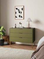 Dumbo 35" Fluted Dresser (3-Drawer) in Olive Green