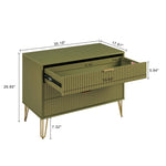 Dumbo 35" Fluted Dresser (3-Drawer) in Olive Green
