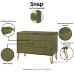 Dumbo 35" Fluted Dresser (3-Drawer) in Olive Green