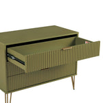 Dumbo 35" Fluted Dresser (3-Drawer) in Olive Green