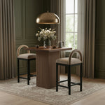 Belinda Oak Veneer And Solid Wood Counter Height Table in Brown