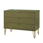 Dumbo 35" Fluted Dresser (3-Drawer) in Olive Green