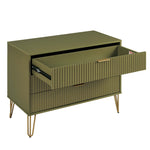 Dumbo 35" Fluted Dresser (3-Drawer) in Olive Green