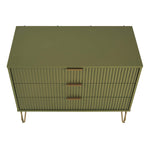 Dumbo 35" Fluted Dresser (3-Drawer) in Olive Green