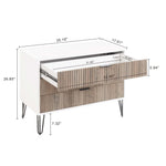 Dumbo 35" Fluted Dresser (3-Drawer) in Rustic Gray and White