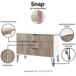 Dumbo 35" Fluted Dresser (3-Drawer) in Rustic Gray and White