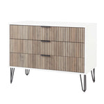 Dumbo 35" Fluted Dresser (3-Drawer) in Rustic Gray and White