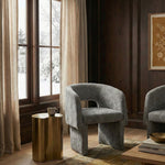 Emmet Chenille Fabric Upholstered Dining / Accent Chair in Grey