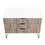 Dumbo 35" Fluted Dresser (3-Drawer) in Rustic Gray and White