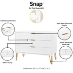 Dumbo 35" Fluted Dresser (3-Drawer) in White