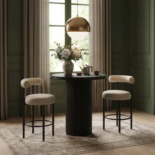Belinda Oak Veneer And Solid Wood Bar Height Table in Black