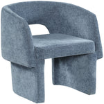 Emmet Chenille Fabric Upholstered Dining / Accent Chair in Light Blue