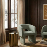 Emmet Chenille Fabric Upholstered Dining / Accent Chair in Mint