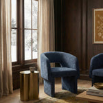Emmet Chenille Fabric Upholstered Dining / Accent Chair in Navy