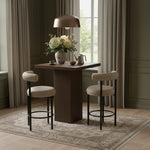 Belinda Oak Veneer And Solid Wood Bar Height Table in Brown