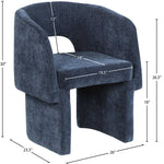 Emmet Chenille Fabric Upholstered Dining / Accent Chair in Navy