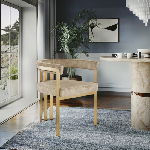 Marcello Velvet Upholstered Dining Chair in Beige