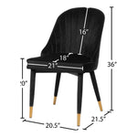 Belle Velvet Upholstered Dining Chair in Black