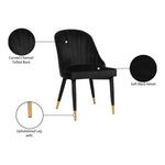 Belle Velvet Upholstered Dining Chair in Black