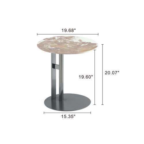 Alondra Sintered Stone Top End Table in Black