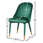 Belle Velvet Upholstered Dining Chair in Green