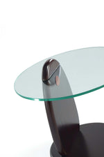 Artesia Glass Top Wood End Table in Walnut