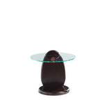 Artesia Glass Top Wood End Table in Walnut