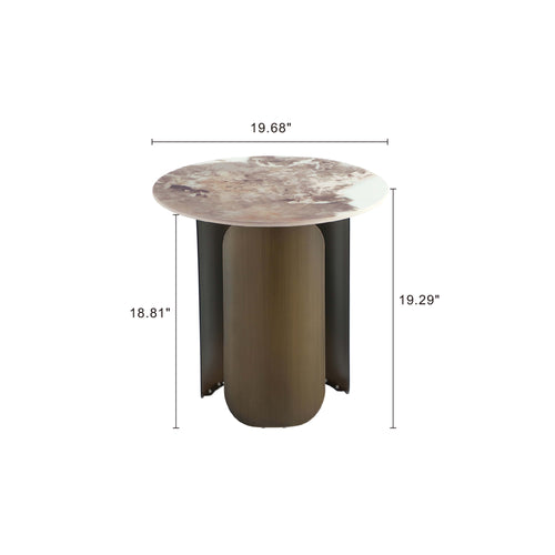 Monica Sintered Stone Top End Table in Bronze