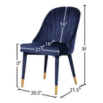 Belle Velvet Upholstered Dining Chair in Navy