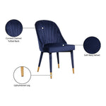 Belle Velvet Upholstered Dining Chair in Navy