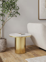 Glenn Sintered Stone Top End Table in Gold