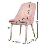Belle Velvet Upholstered Dining Chair in Pink