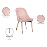 Belle Velvet Upholstered Dining Chair in Pink