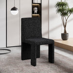 Benson Linen Textured Fabric Upholstered Dining Chair in Black