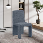 Benson Linen Textured Fabric Upholstered Dining Chair in Blue