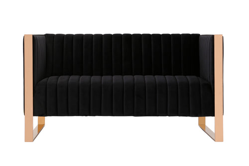 Trillium 57" Velvet Loveseat in Black
