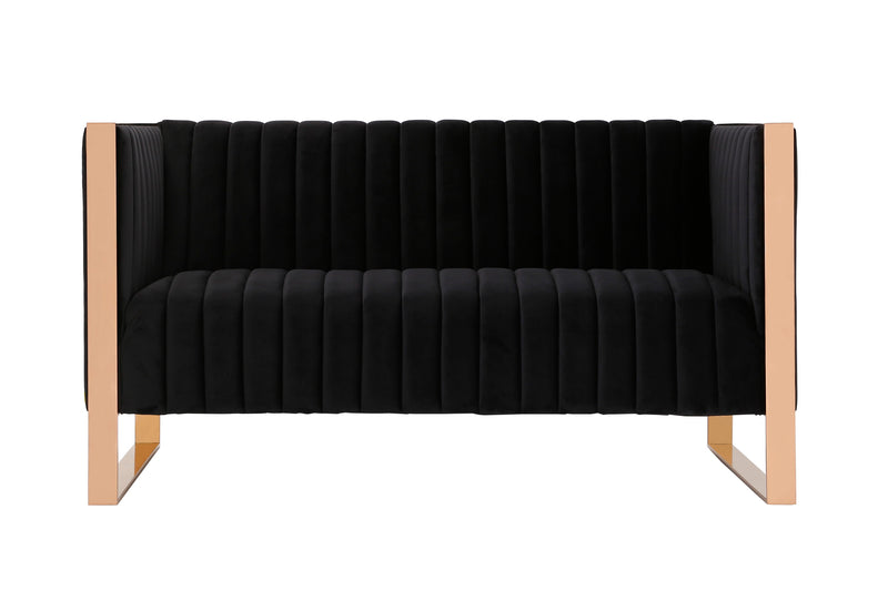 Trillium 57" Velvet Loveseat in Black
