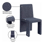 Benson Linen Textured Fabric Upholstered Dining Chair in Blue