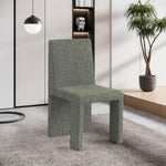 Benson Linen Textured Fabric Upholstered Dining Chair in Green