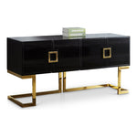 Beth Lacquer Finish And Stainless Steel Base Buffet / Console Table in Gold