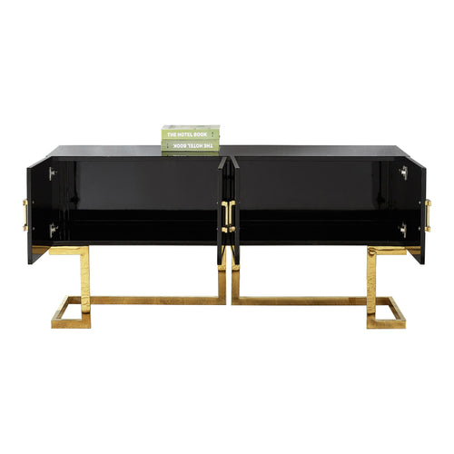 Beth Lacquer Finish And Stainless Steel Base Buffet / Console Table in Gold