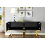 Beth Lacquer Finish And Stainless Steel Base Buffet / Console Table in Gold