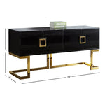 Beth Lacquer Finish And Stainless Steel Base Buffet / Console Table in Gold