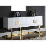 Beth Lacquer Finish And Stainless Steel Base Buffet / Console Table in Gold