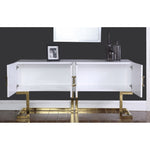 Beth Lacquer Finish And Stainless Steel Base Buffet / Console Table in Gold