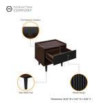 Duane 20" Fluted Nightstand (1-Drawer) in Black
