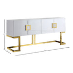 Beth Lacquer Finish And Stainless Steel Base Buffet / Console Table in Gold